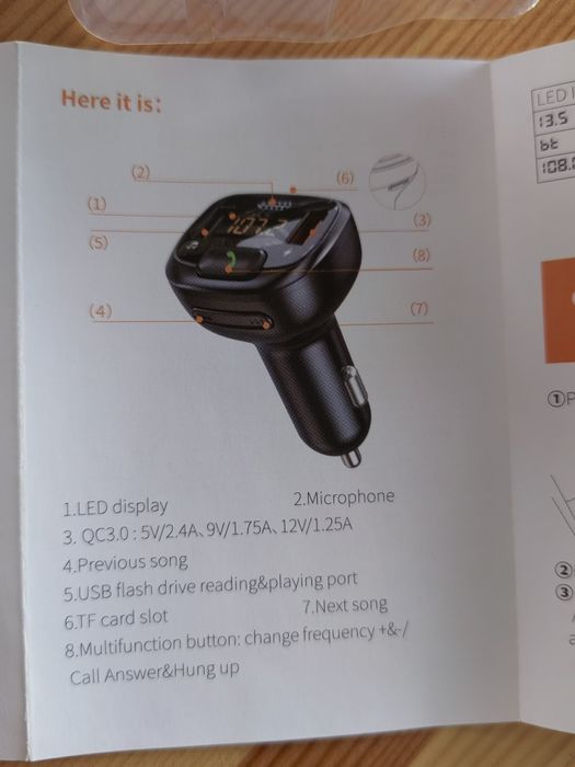 Bluetooth и FM трансмитер за автомобил на 12 и 24 V