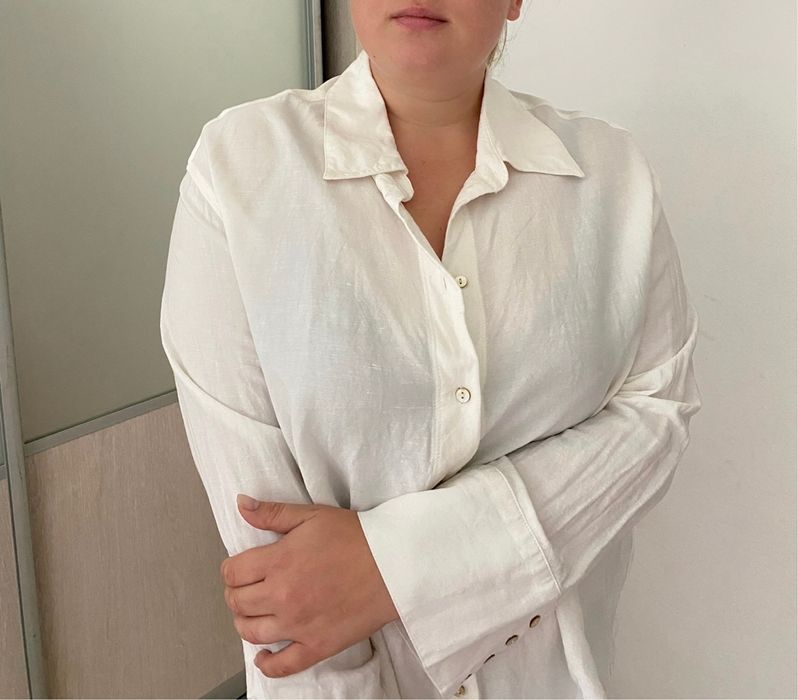 Рубашка лен молочная H&M