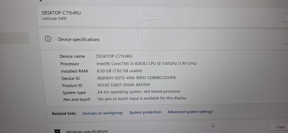 Laptop Dell Windows 11 cu i5 gen 8, 256 SSD, 14 inch full HD, 4G-GPS