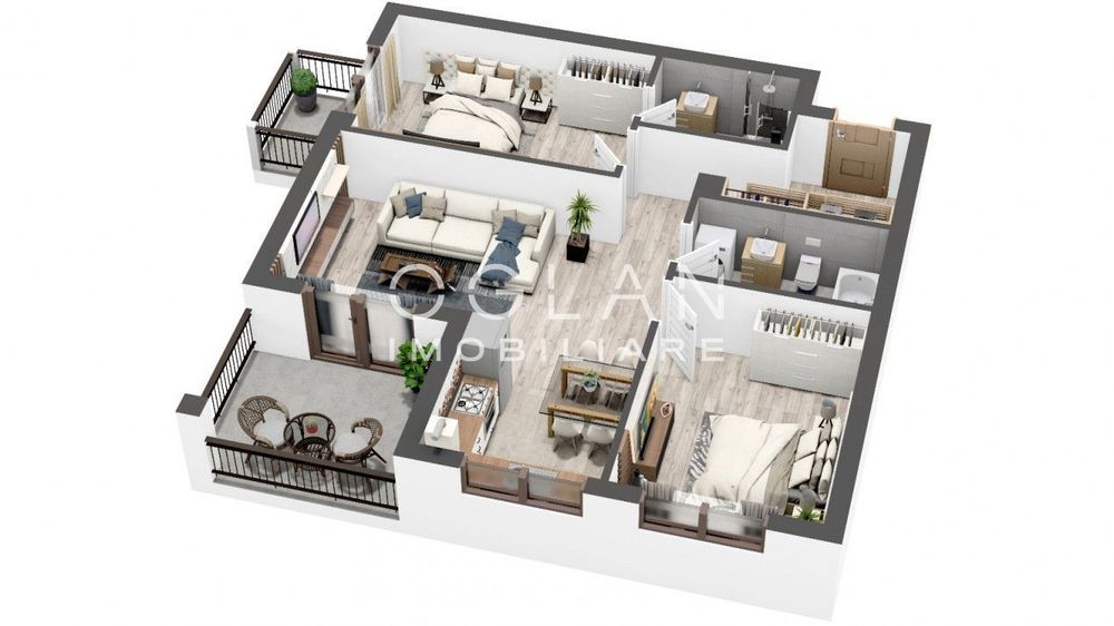 Apartament 3 camere cu terasa si gradina 42 mp, zona Brana 0%Comision