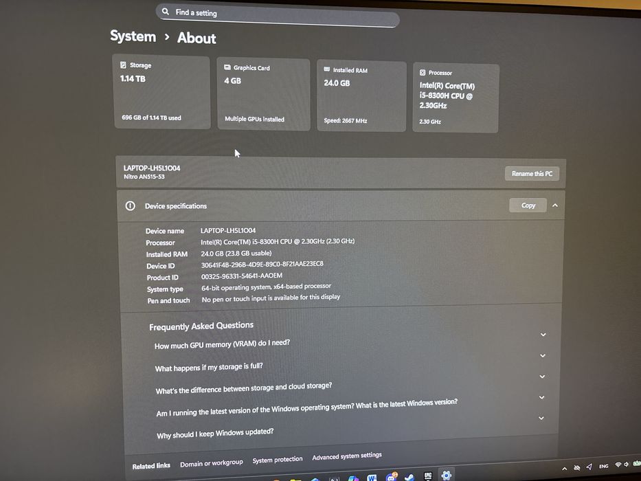 Laptop Gaming Acer nitro 5