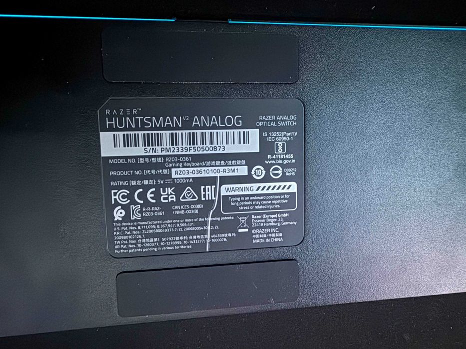 Razer Huntsman V2 Analog, RGB, черна