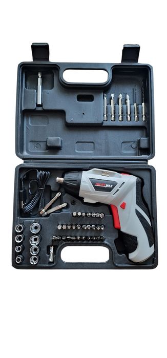 Електрическа отвертка-винтоверт в куфар с битове и аксесоари
