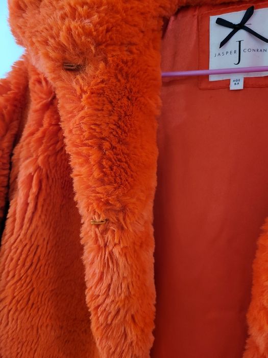 Детско оранжево пухено палто 8-9 години