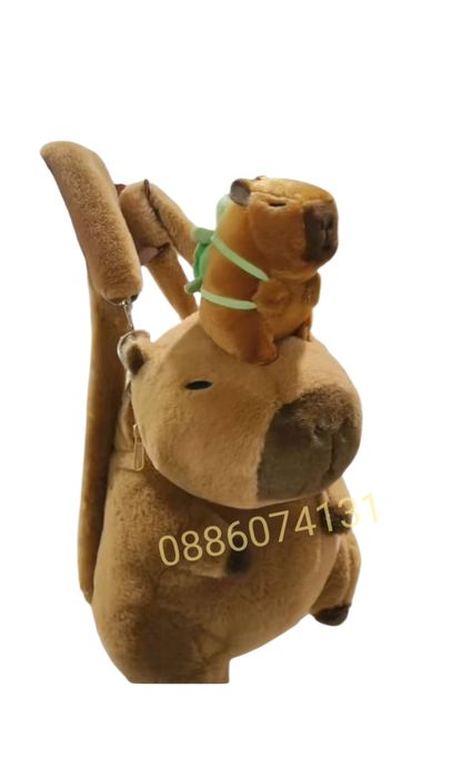 3D плюшена чанта Капибара с малка плюшена играчка Капибара Костенурка