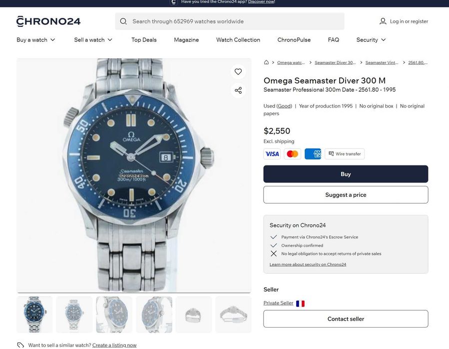 Ceas Omega Seamaster Professional Date WR 300m quartz 41 mm SS acte cutie cadran albastru