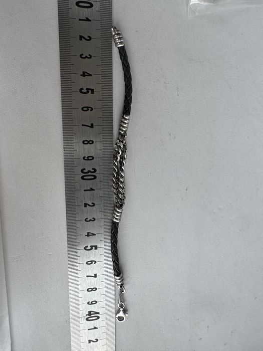 Bratara din argint si piele impletita