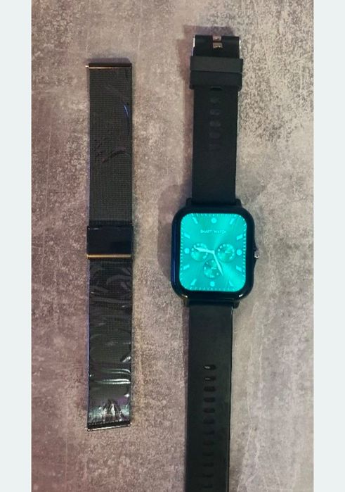Ceas Smartwatch Nou Negru + 2 curele silicon și metal