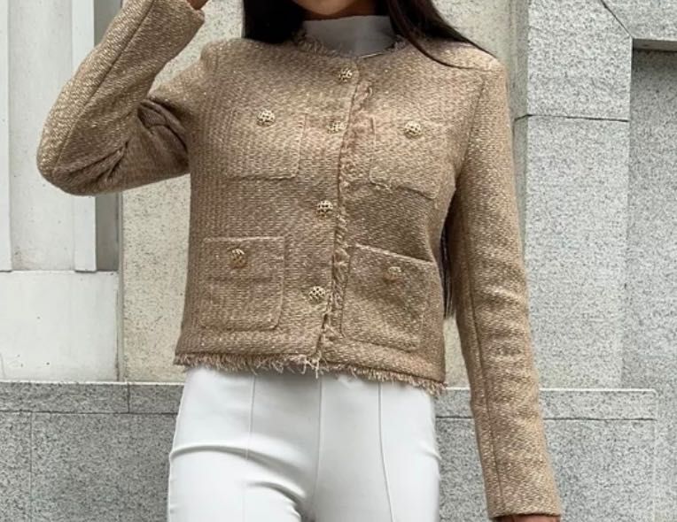 Жакет пиджак твидовый укороченный