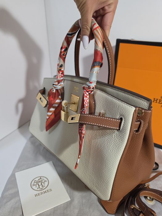 Налична чанта Hermes Birkin двуцветна