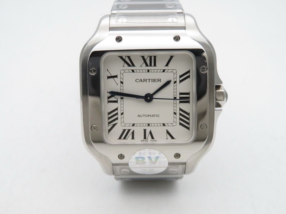 Cartier Santos de Cartier 35mm дамски - бял циферблат, стоманена гривна, QC снимки