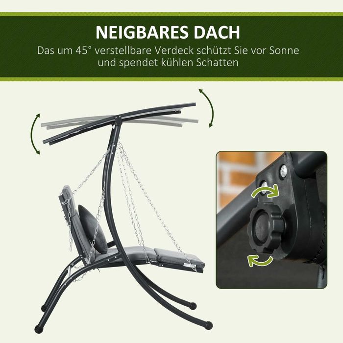 Висящ шезлонг Outsunny, накланящ се покрив