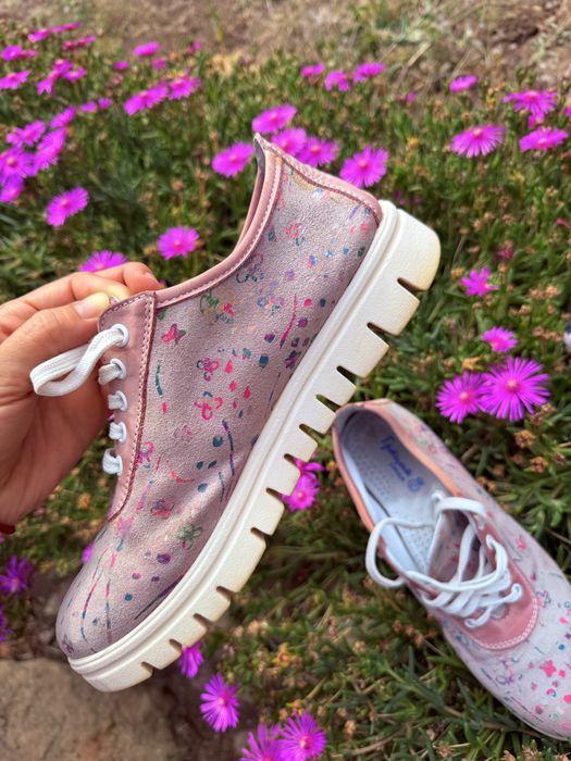 Розови обувки естествен велур и кожа