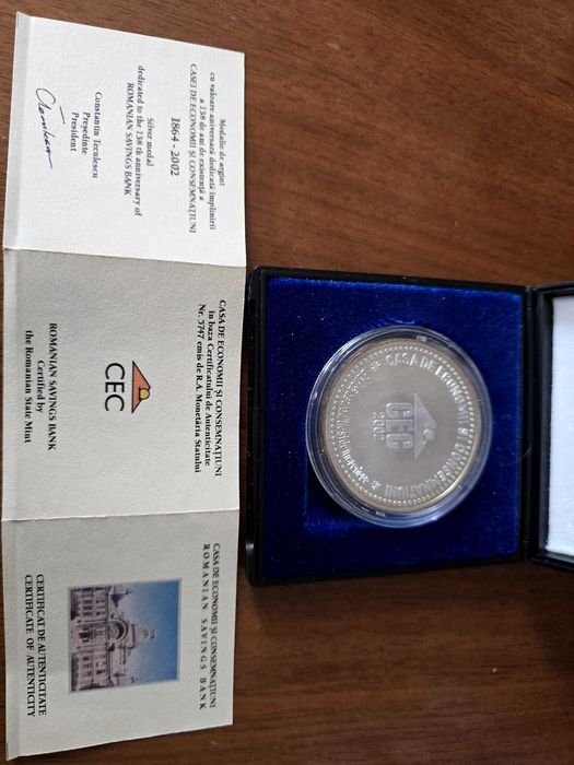 Medalie Argint 925 – CEC 2002 – 49 g, tiraj 200 buc. Cutie, certificat
