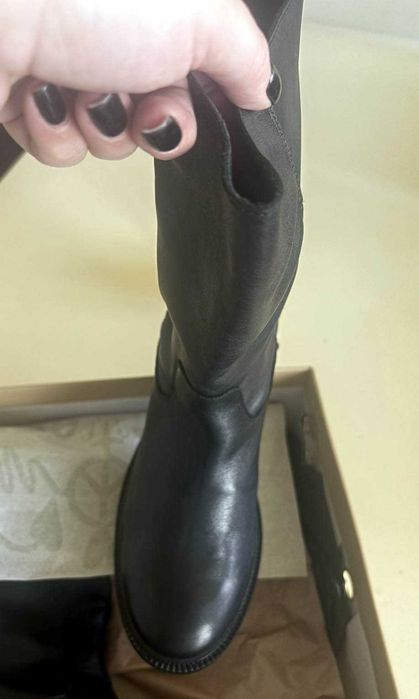 Mos Mosh - чисто нови дамски ботуши, естествена кожа, черни, No 37