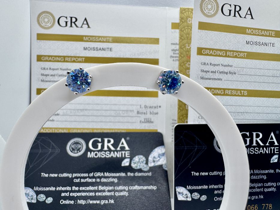 Сребърни обеци с мойсанит (Диамант) 1 карат