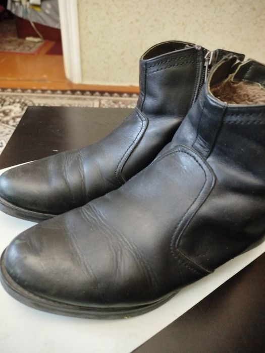 Мужские теплые сапоги кожаные