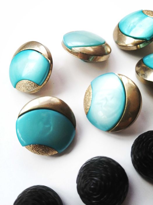 Lot doua seturi nasturi retro vintage fashion design turcoaz gold dama