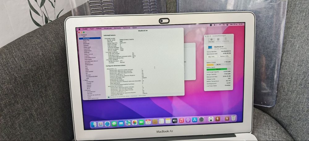 Laptop MacBook Air 13” 2017, i5, 8GB RAM, SSD 128GB, stare foarte bună