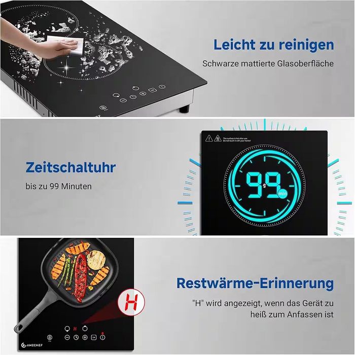 Електрически котлон плот за вграждане AMZCHEF – 2 плочи, 3200 W