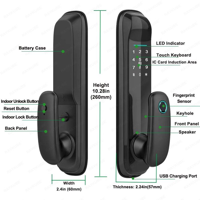 Clanța Smart cu aplicație, pin, tag, cheie mecanica, baterii