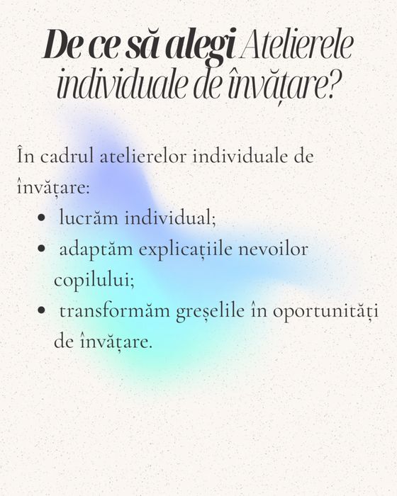 Ateliere individuale de invatare