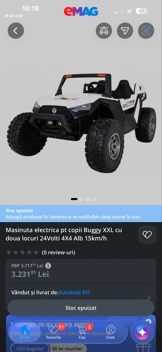 Masinuta electrica pentru copii Buggy XXL cu doua locuri, 24Volti, 4x4 (SX1928) Alb