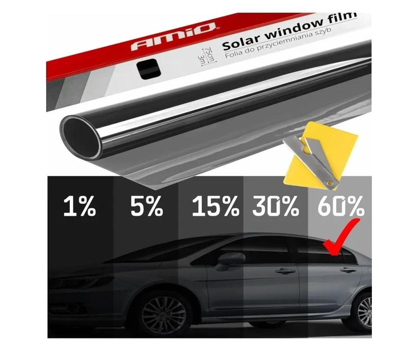 фолио за тониране на прозорци недраскащо 0.5м x 3м light black 60% ...