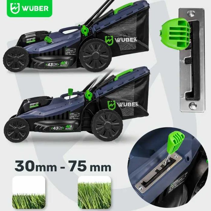 Masina de tuns iarba, gazon, electrica, 2x20V Li-ion, 38 cm 40V Wuber