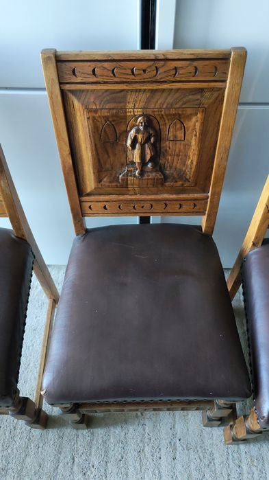 Scaune vintage lemn masiv lucrate manual