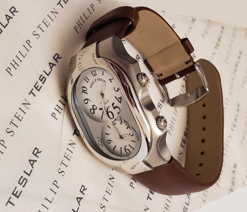 Ceas - Philip Stein Teslar -cu oră duală, fabricat în 2005, NEFOLOSIT!