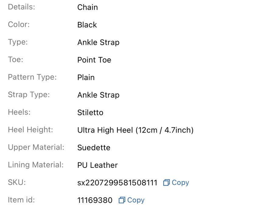 Pantofi stilletto nr 36, negru, cu lant auriu