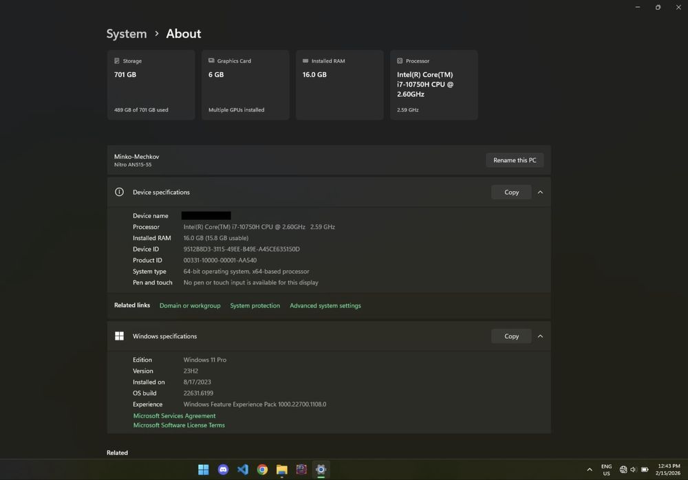 Геймърски лаптоп Acer Nitro 5 AN515-55,Intel Core i7-10750H, 16GB RAM