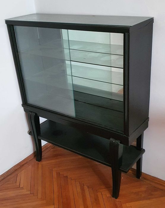 Modul lemn vitrina cu geam - negru, reducere februarie 2026