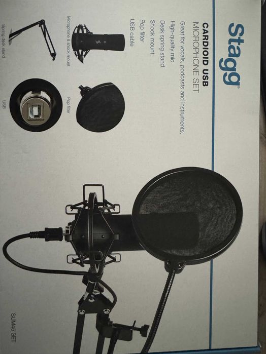 STAGG SUM45 SET USB микрофон, стойка за маса, shock mount, поп филтър