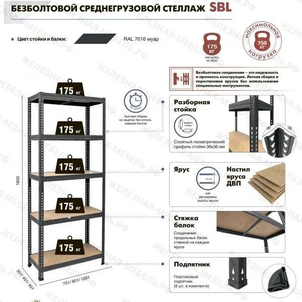 Надёжный стеллаж с лёгкой сборкой без инструментов!