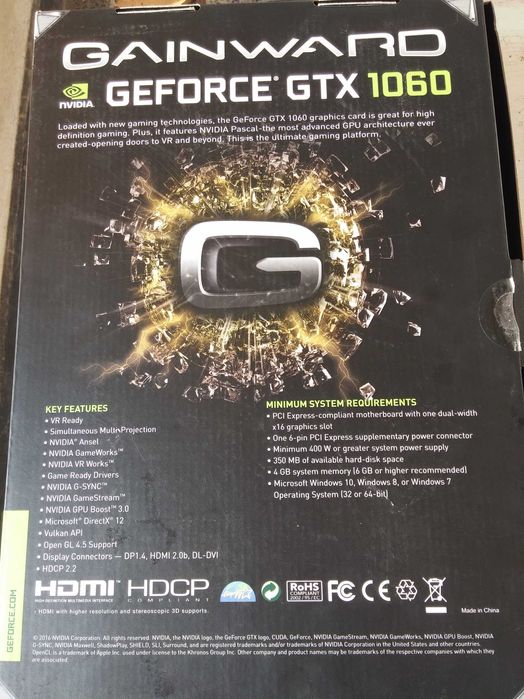 Продавам нова видео карта GEFORCE GTX 1060 6GB