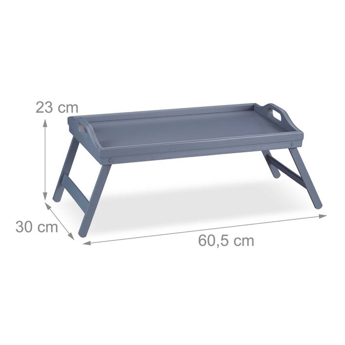Masuta bambus pentru servire la pat cu manere pliabila gri 60 x 30 cm