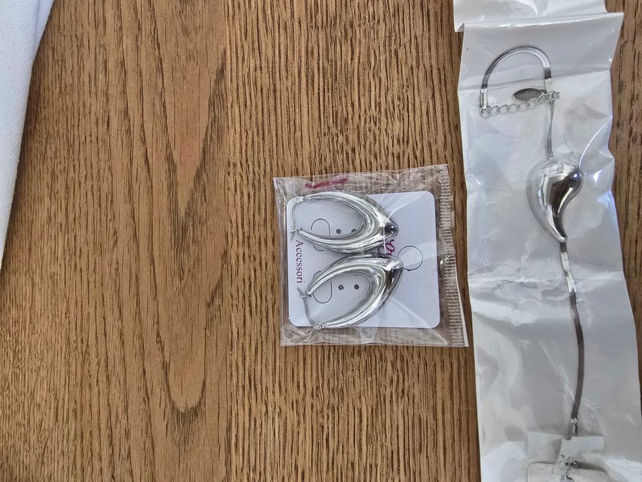 Комплект обеци и гривна от неръждаема стомана, производство Италия