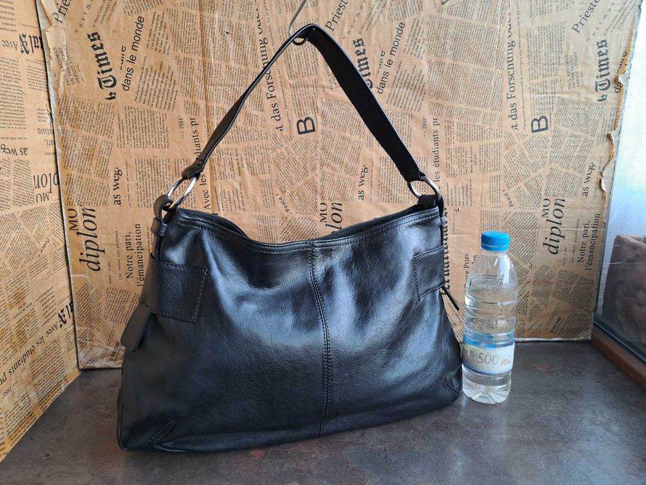 дамска чанта ALFANI,черна кожена-естествена кожа