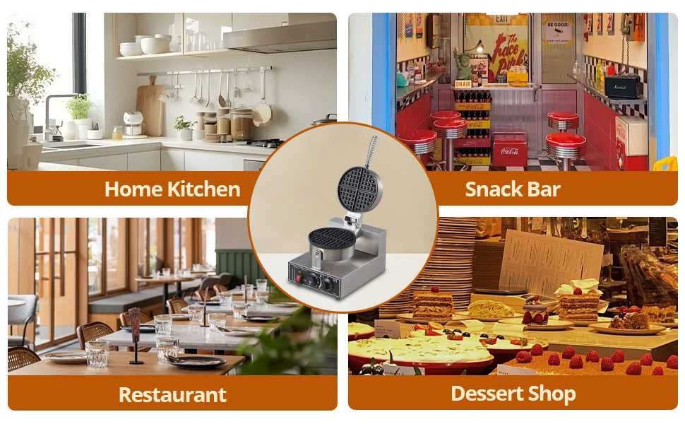 Професионален гофретник 1300W за белгийски гофрети незалепващ таймер