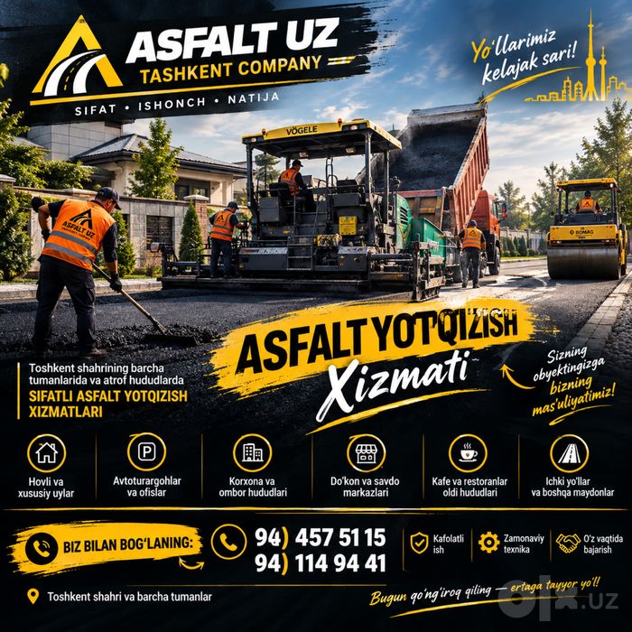 Asfalt ishlari асфалт хизмати asfalt yotqizish asfalt xizmat