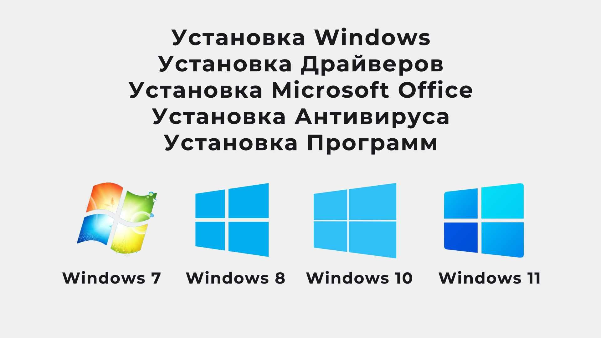 Установка Windows, Драйверов, Антивируса, Необходимых Программ.