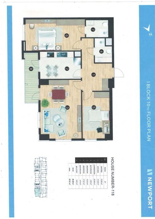 Квартира Ж/К New Port 3/10/19 84 м2