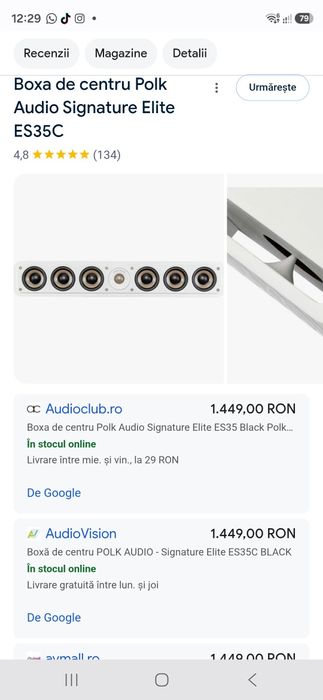 Boxa centrala slim  Polk Audio Signature Elite ES35C  1500lei in magazine