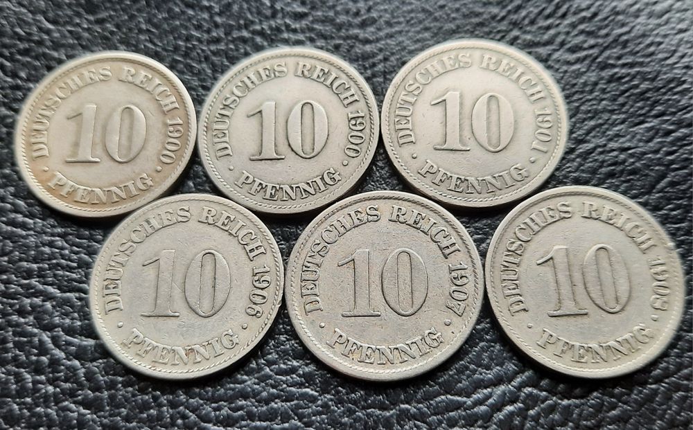 Стара монета/и 10 пфенига 1900,1901,1906,1907 и 1908 г. Германия