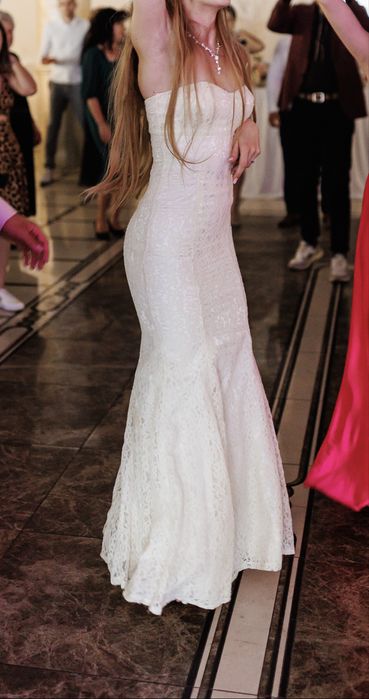 Rochie de mireasa din dantela, tip sirena, marimea S
