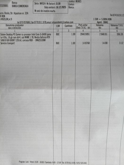 Desktop PC Gamer Procesor Intel Core i5-8400 pana la 4 Ghz garanție!