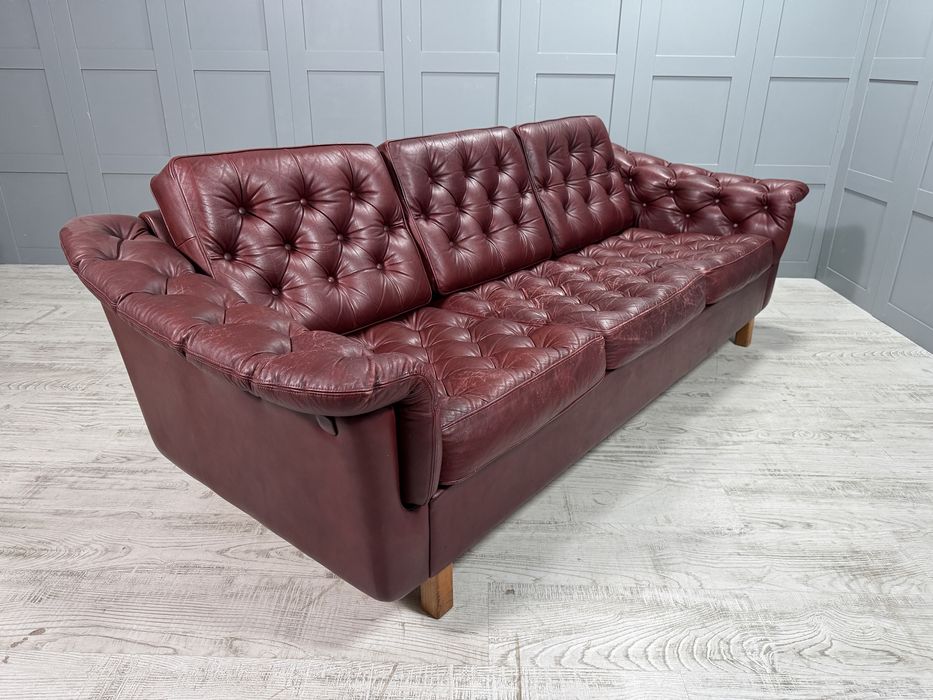 Винтидж диван 3-ка естествена кожа Р473