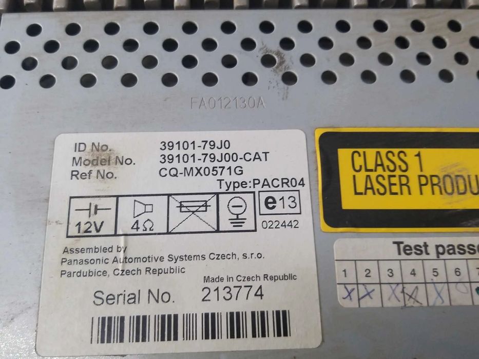 Radio cd player suzuki sx4 ey gy 3910179j0 3910179j00cat